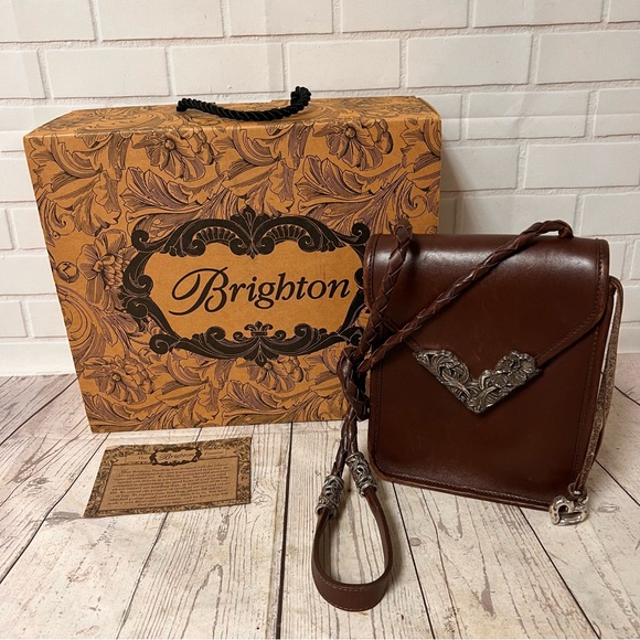 Vintage Brighton Brown Leather Karen Bag Purse Braided Shoulder